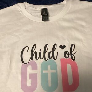 Gildan Kids 'Child of God' T-Shirt - White, Pink, Blue